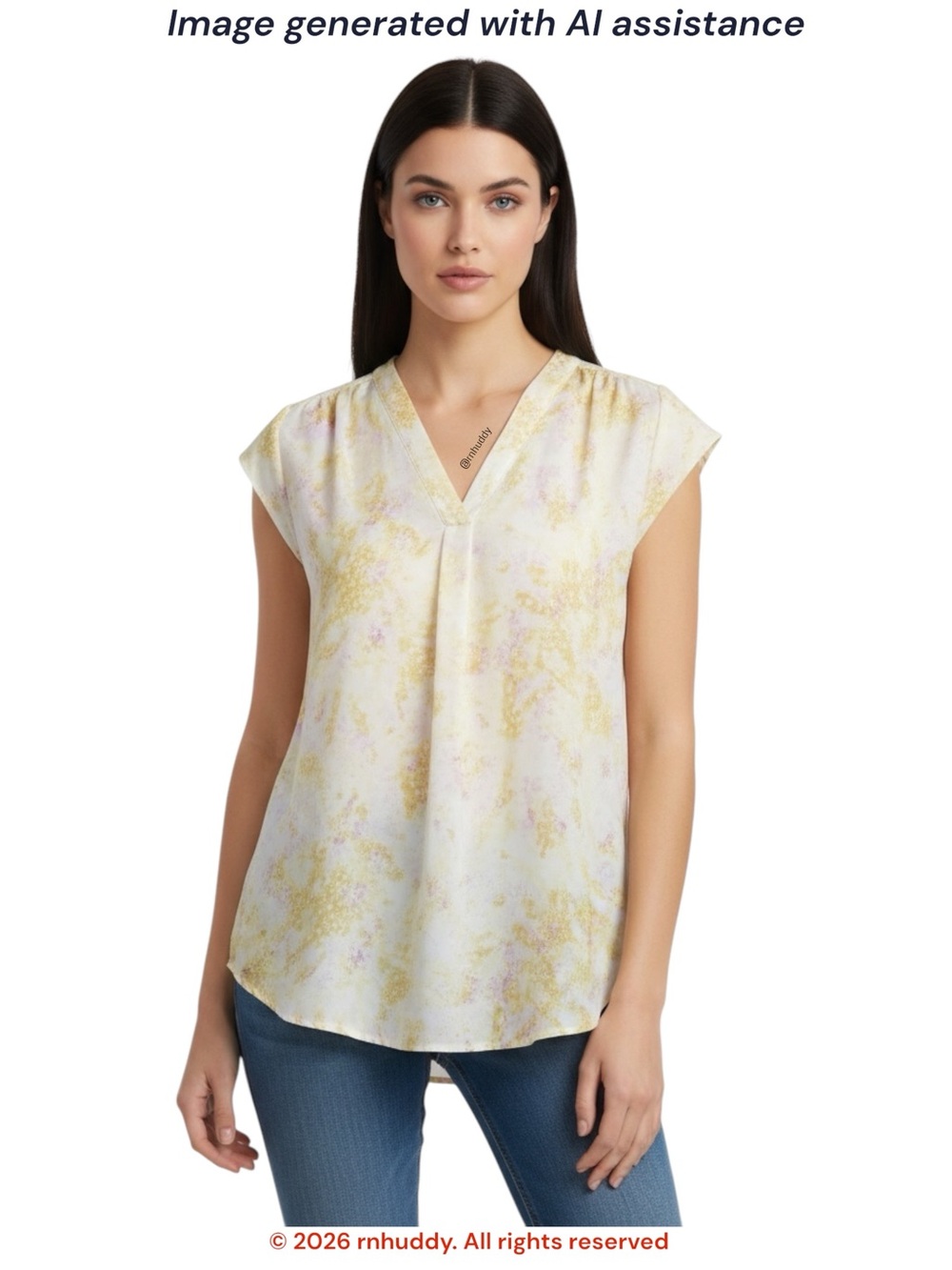 NWT Chaus L yellow, purple & white flutter sleeve blouse